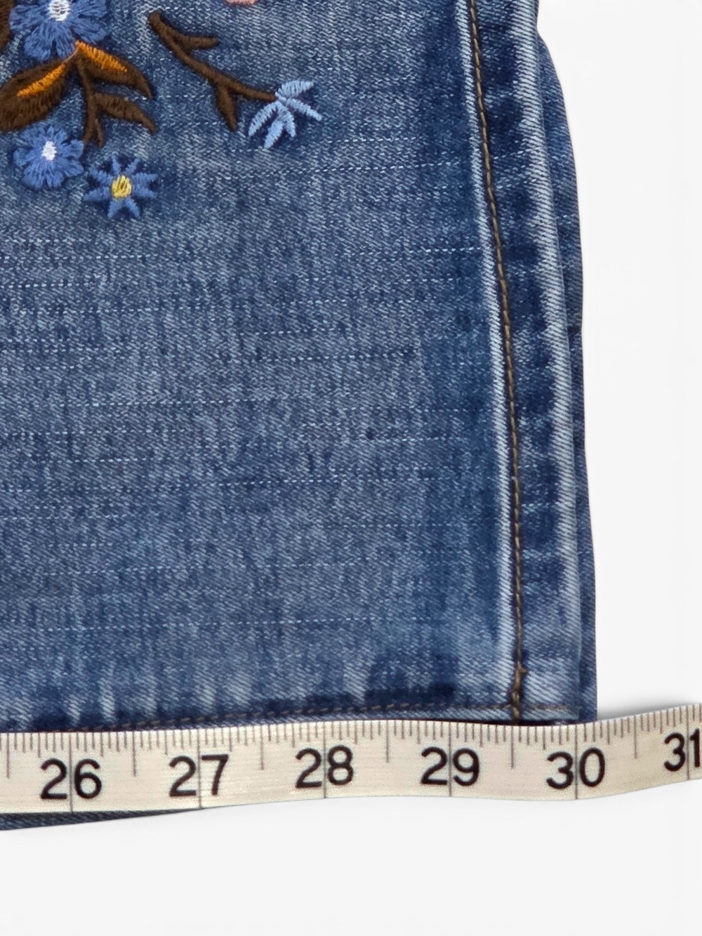 NWT Flamingals Floral Embroidered Wide Leg Jeans Medium Blue High Waisted Boho - Picture 14 of 14